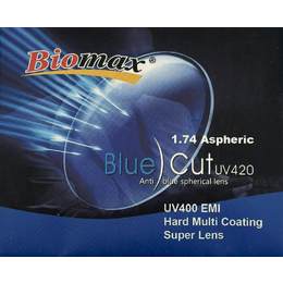 Полімерна асферична  лінза BIOMAX Blue Cut UV400  HMC+ EMI SUPER LENS  Ind.1.74 Ø70 (-3.50\-15.00)