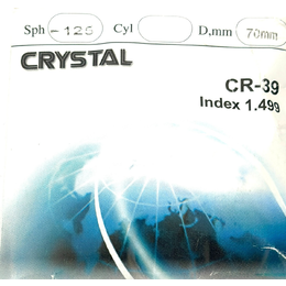 Полімерна лінза cr-39 CRYSTAL  Ind. 1.499 Ø70 (-0.50/-1.25)