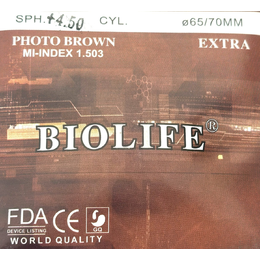 Фотохромна лінза BIOLIFE коричнева скло 65 diam